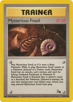 Mysterious Fossil 62/62 Fossil Set Unlimited Trainer 1999 Pokemon Card - NM - Image 1