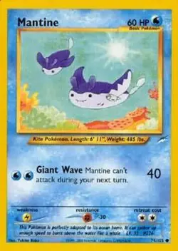 Mantine 74/105 Neo Destiny Vintage 2002 Pokemon Card - NM - Image 1