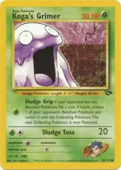 Koga's Grimer 78/132 Gym Challenge Unlimited Vintage 2000 Pokemon Card - NM - Image 1