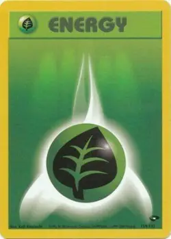 Grass Energy 129/132 Gym Challenge Unlimited Vintage 2000 Pokemon Card - NM - Image 1