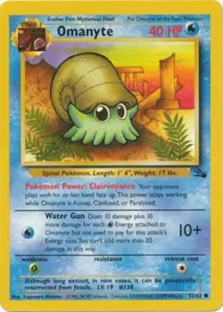 Omanyte 52/62 Fossil Set Unlimited Vintage 1999 Pokemon Card - NM - Image 1