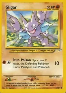 Gligar 67/105 Neo Destiny Vintage 2002 Pokemon Card - NM - Image 1