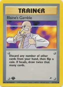 Blaine's Gamble 121/132 1st Edition Gym Heroes Trainer Pokemon Card - NM - Image 1