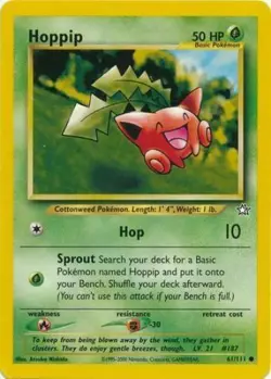 Hoppip 61/111 Neo Genesis Set Unlimited Pokemon Card - NM - Image 1