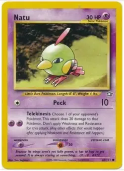 Natu 67/111 Neo Genesis Set Unlimited Pokemon Card - NM - Image 1