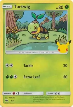 Turtwig 4/25 Non Holo McDonalds 25th Anniversary Promo Pokemon Card - NM - Image 1