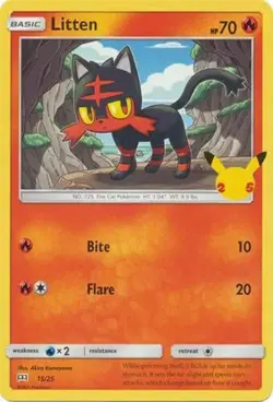 Litten 15/25 Non Holo McDonalds 25th Anniversary Promo Pokemon Card - NM - Image 1