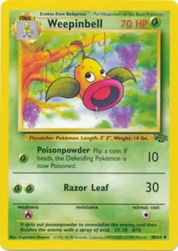 Weepinbell 48/64 Jungle Set Vintage 1999 Pokemon Card - NM - Image 1