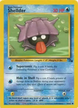 Shellder 54/62 Fossil Set Unlimited Vintage 1999 Pokemon Card - NM - Image 1