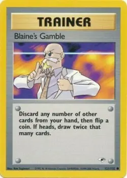 Blaine's Gamble 121/132 Gym Heroes Unlimited Vintage 2000 Pokemon Card - NM - Image 1