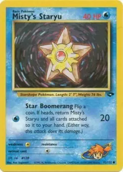 Misty's Staryu 92/132 Gym Challenge Unlimited Vintage 2000 Pokemon Card - NM - Image 1