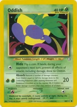 Oddish 68/111 Neo Genesis Set Unlimited Pokemon Card - NM - Image 1