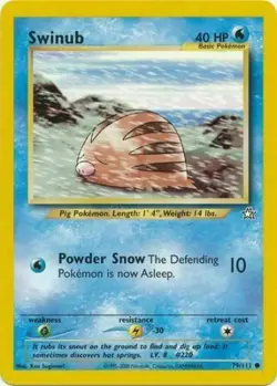Swinub 79/111 Neo Genesis Set Unlimited Pokemon Card - NM - Image 1