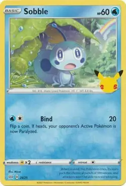 Sobble 24/25 Non Holo McDonalds 25th Anniversary Promo Pokemon Card - NM - Image 1