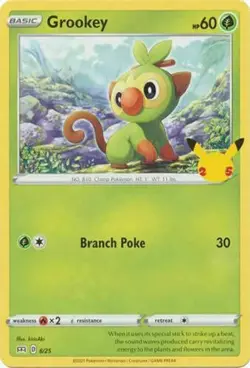 Grookey 8/25 Non Holo McDonalds 25th Anniversary Promo Pokemon Card - NM - Image 1