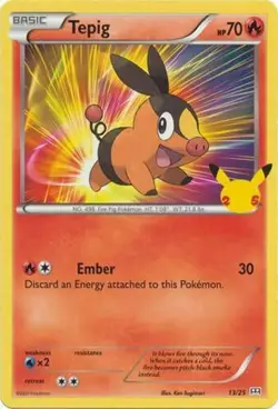 Tepig 13/25 Non Holo McDonalds 25th Anniversary Promo Pokemon Card - NM - Image 1