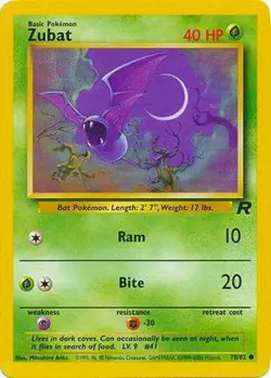 Zubat 70/82 Team Rocket Vintage 2000 Pokemon Card - NM - Image 1