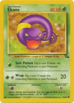 Ekans 46/62 Fossil Set Unlimited Vintage 1999 Pokemon Card - NM - Image 1