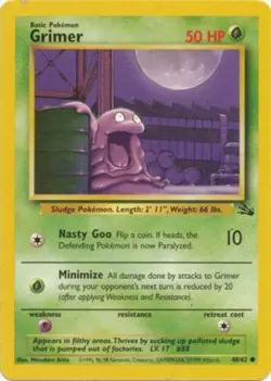 Grimer 48/62 Fossil Set Unlimited Vintage 1999 Pokemon Card - NM - Image 1