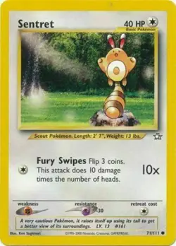 Sentret 71/111 Neo Genesis Set Unlimited Pokemon Card - NM - Image 1