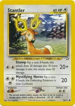 Stantler 76/111 Neo Genesis Set Unlimited Pokemon Card - NM - Image 1