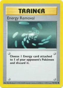 Energy Removal 92/102 SHADOWLESS Base Set 1999 Pokemon Card - NM - Image 1