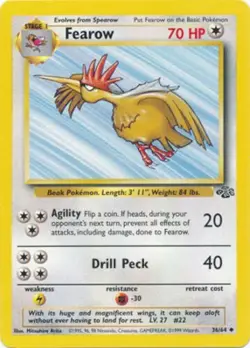 Fearow 36/64 Jungle Set Vintage 1999 Pokemon Card - NM - Image 1