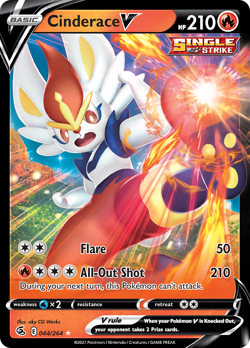 Cinderace V 44/264 Rare Holo V | Fusion Strike | Pokemon Card - Image 1