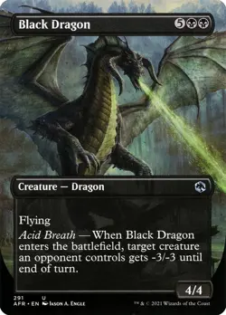 MTG Magic AFR D&D Forgotten Realms - 1x EN NM 291 U EXTRA Black Dragon - Image 1