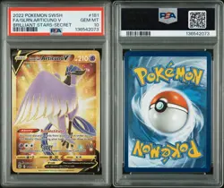2022 Pokemon Sword & Shield Brilliant Stars Glrn. Articuno V Fa PSA 10 #181 - Image 3
