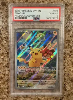 Pikachu Black Star Promo 027 Pokemon S&V Paldea Evolved ETB Promo PSA 10 - Image 1