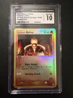 CGC 10 Team Magma's Baltoy EX Team Magma Vs Aqua 61/95 Reverse Holo Pokemon Card - Image 1
