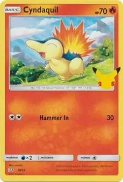 Cyndaquil 10/25 Non Holo McDonalds 25th Anniversary Promo Pokemon Card - NM - Image 1