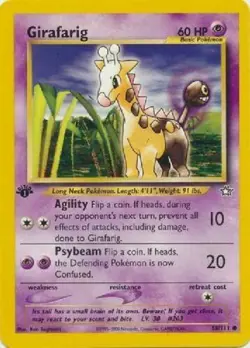 Girafarig 58/111 1st Edition Neo Genesis Pokemon Card - NM - Image 1