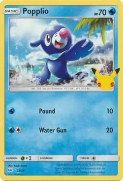 Popplio 23/25 Non Holo McDonalds 25th Anniversary Promo Pokemon Card - NM - Image 1