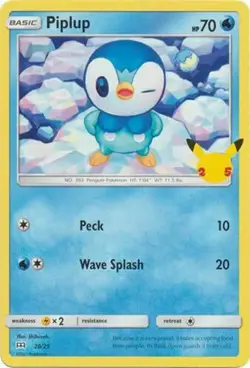 Piplup 20/25 Non Holo McDonalds 25th Anniversary Promo Pokemon Card - NM - Image 1