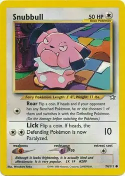 Snubbull 74/111 Neo Genesis Set Unlimited Pokemon Card - NM - Image 1