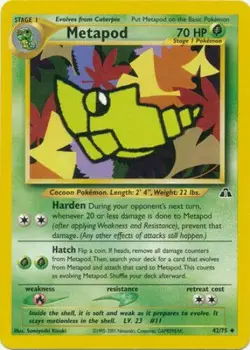 Metapod 42/75 Neo Discovery Pokemon Card - NM - Image 1