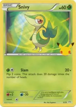 Snivy 5/25 Non Holo McDonalds 25th Anniversary Promo Pokemon Card - NM - Image 1