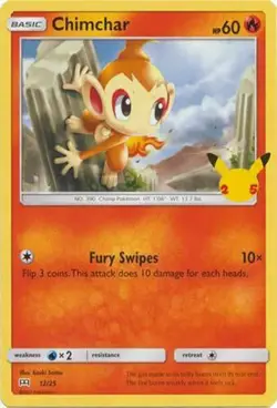 Chimchar 12/25 Non Holo McDonalds 25th Anniversary Promo Pokemon Card - NM - Image 1