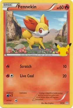 Fennekin 14/25 Non Holo McDonalds 25th Anniversary Promo Pokemon Card - NM - Image 1