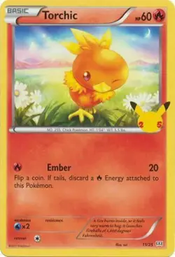 Torchic 11/25 Non Holo McDonalds 25th Anniversary Promo Pokemon Card - NM - Image 1