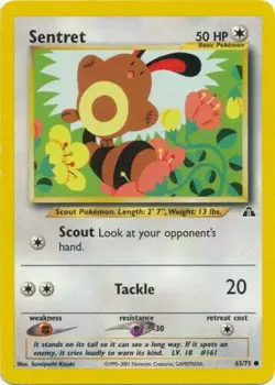 Sentret 63/75 Neo Discovery Pokemon Card - NM - Image 1