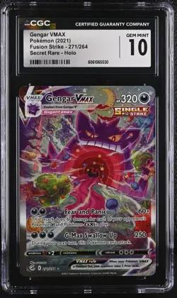 Gengar Vmax 271/264 Secret Rare Holo Fusion Strike Pokemon CGC 10 Gem Mint *030 - Image 1