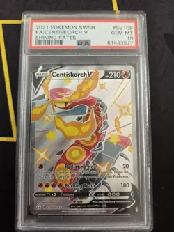 Pokemon Shining Fates Centiskorch V Full Art #SV108 PSA 10 - Image 1