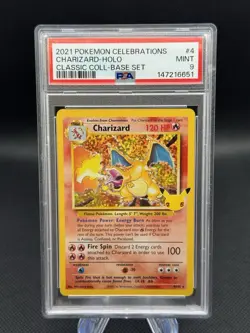 2021 Pokemon Celebrations Charizard Holo Classic Collection Base Set #4 PSA 9 - Image 1