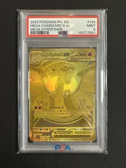 PSA 9 Pokemon 2025 Phantasmal Flames Mega Charizard X ex Hyper Rare 130/094 Mint - Image 1