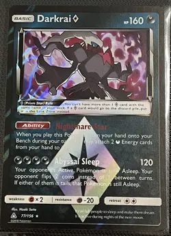 Pokemon Darkrai Prism Star 77/156 SM Ultra Prism Prism Rare Holo Basic 160 HP - Image 1
