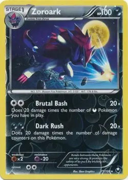 1x Zoroark - 71/108 - Rare - Reverse Holo Lightly Played Pokemon BW - Dark Explo - Image 1