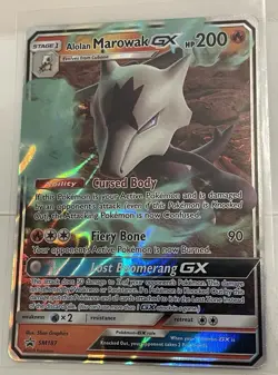 Pokemon Alolan Marowak GX SM187 SM-P Promo Full Art Holo Stage 1 200 HP - Image 1